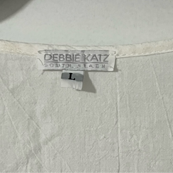 Debbie Katz Cover Up White Crochet Boho Size Large South Beach Resort Vacation - Picture 4 of 7